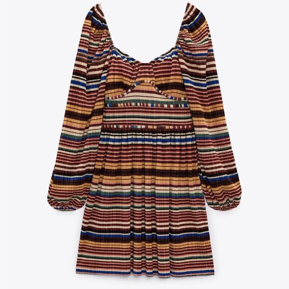 ZARA Micro Pleated Dress Size Medium - Picture 5 of 11